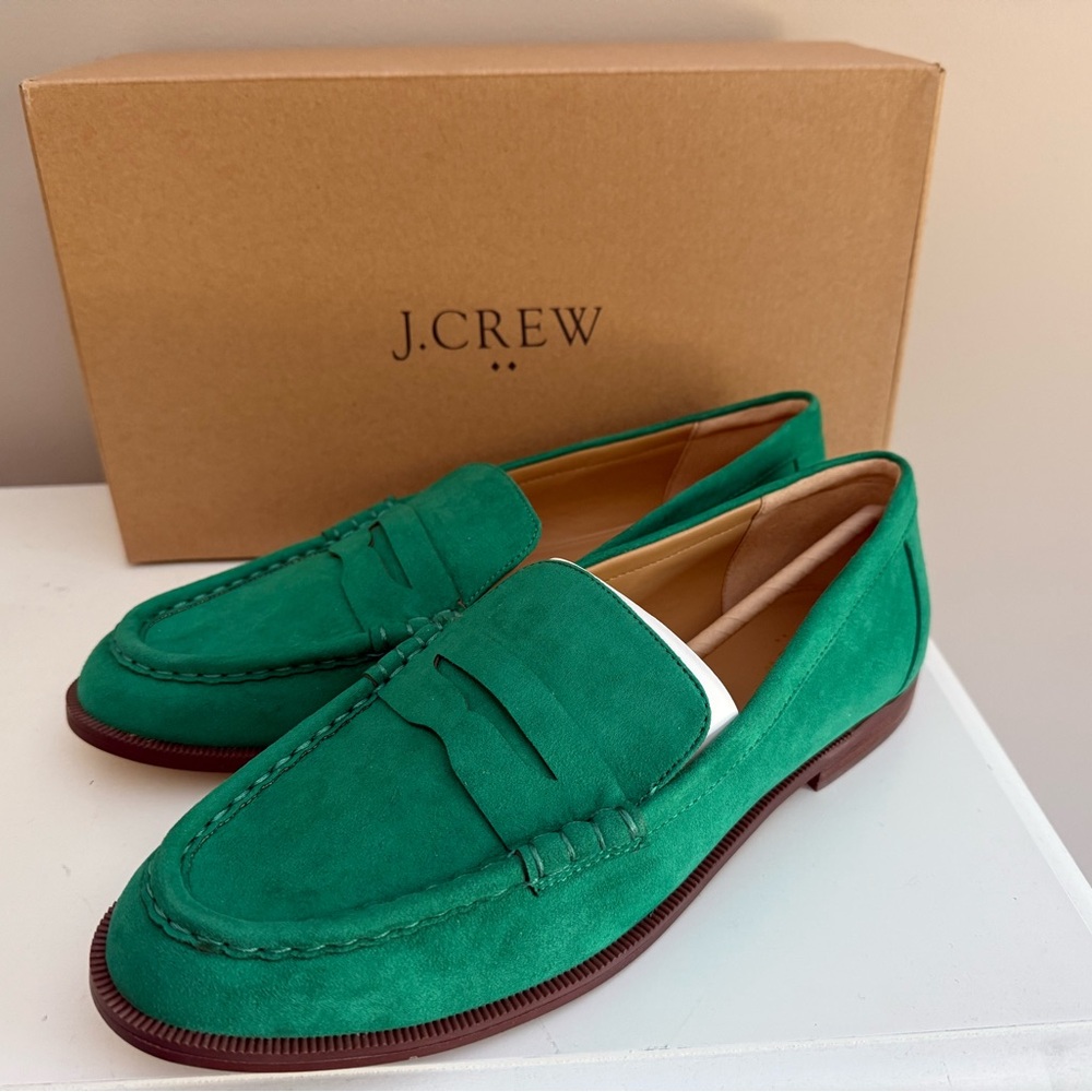 J. Crew women’s Green Loafers
